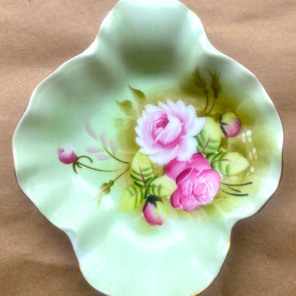 Antique Lefton 1860 China Floral Candy Dish